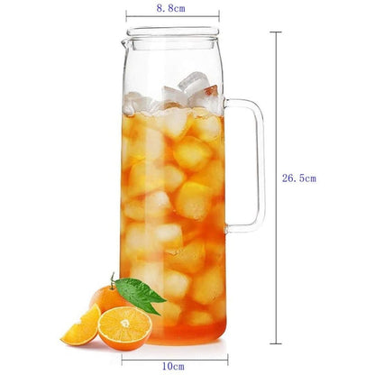 Heat Resistant 1500 ML Water Jug With Lid And Double wall Glass 350 ML (Set of 2)