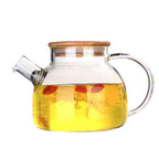 Glass Teapot 1000ML with Bamboo Lid and Removable Infuser, Perfect for Loose Leaf and Blooming Tea