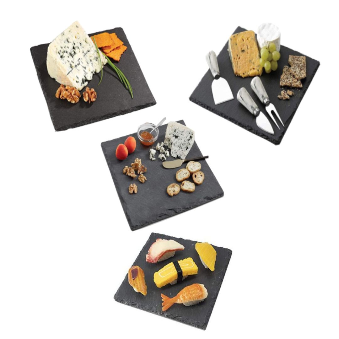 Natural Slate Gourmet Serving Plates – 4 Pack, 20x20cm