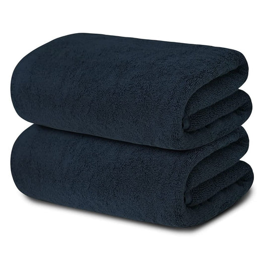 100% Cotton  Bath Towels Set of 2 Navy Blue