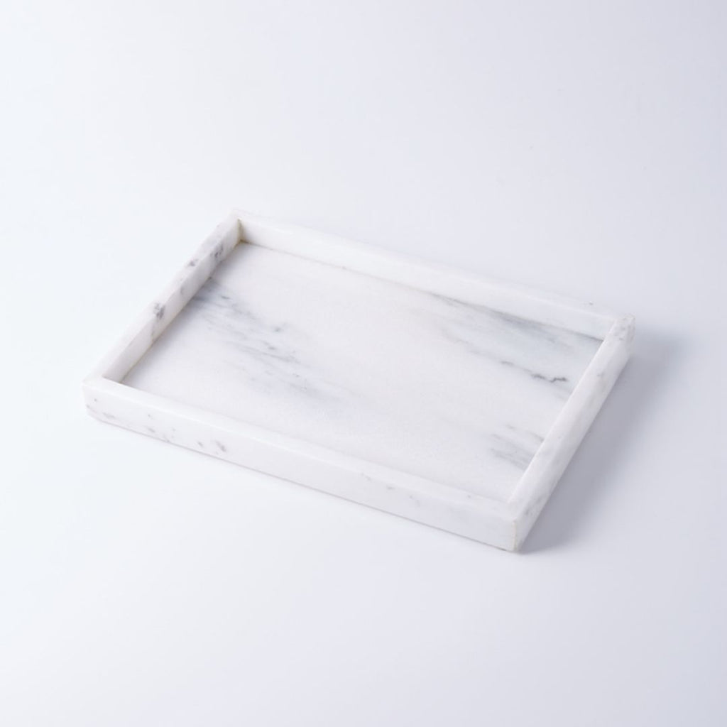 Rectangular Natural White Marble Stone Decorative Trinket Vanity Tray