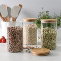 Hũ Thủy Tinh Tròn Có Nắp Tre Kín Khí, Bộ 2