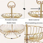 3 Tier Iron Wire Cupcake and Fruit Basket - Rose Gold, Storage