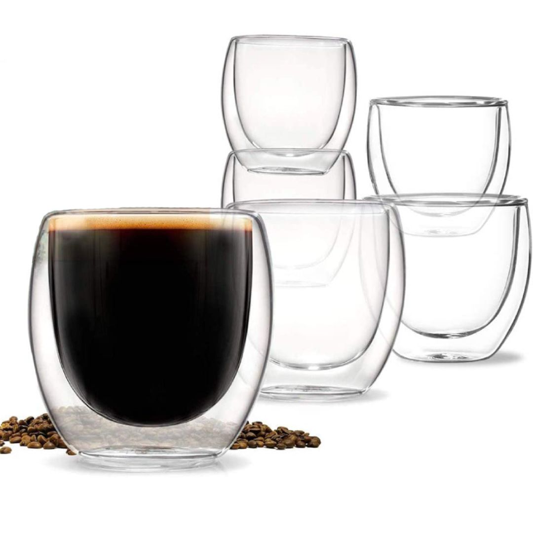 Double Wall Cava Glass Cup 80 ML (Set of 6)