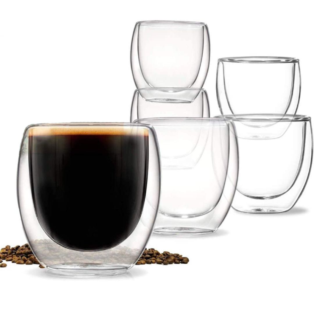 Double Wall Cava Glass Cup 80ML – Set of 6