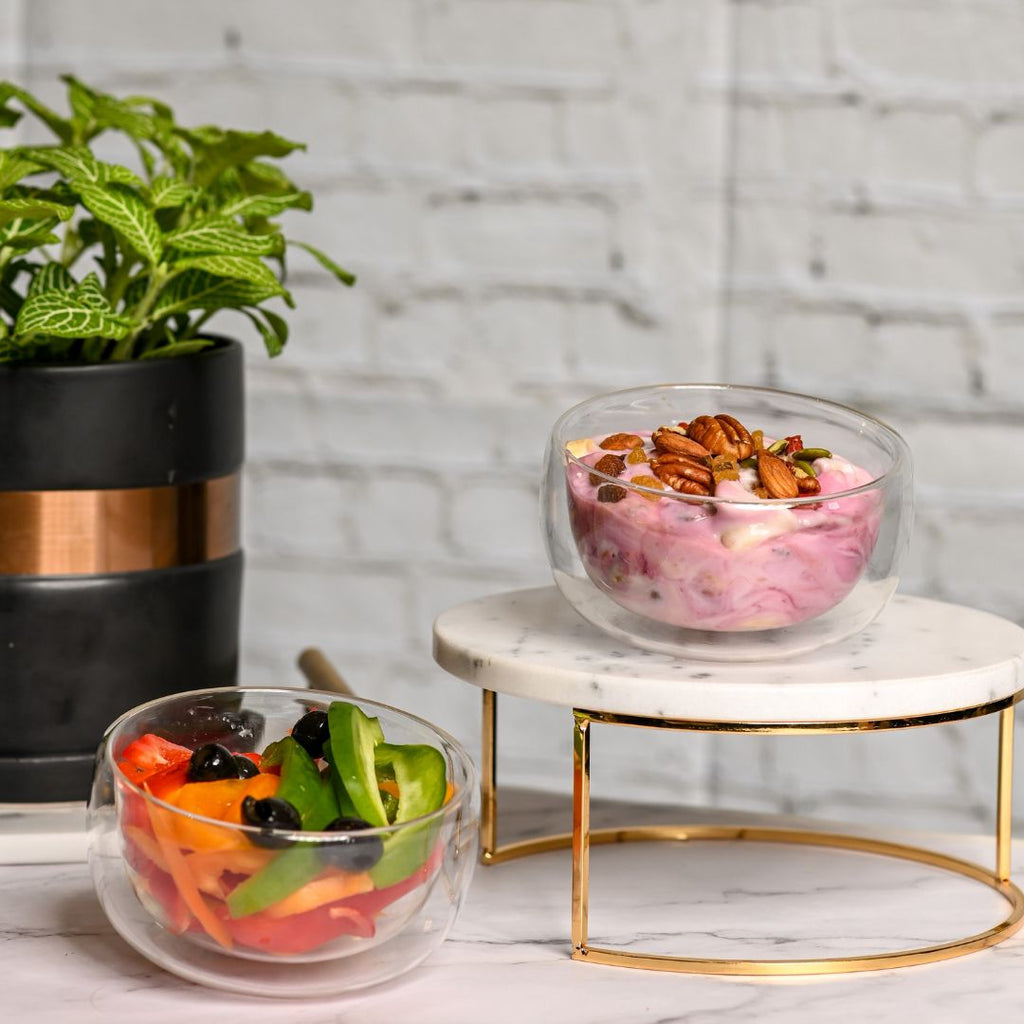Double Wall Glass Salad & Soup Bowl 500ML – Set of 2