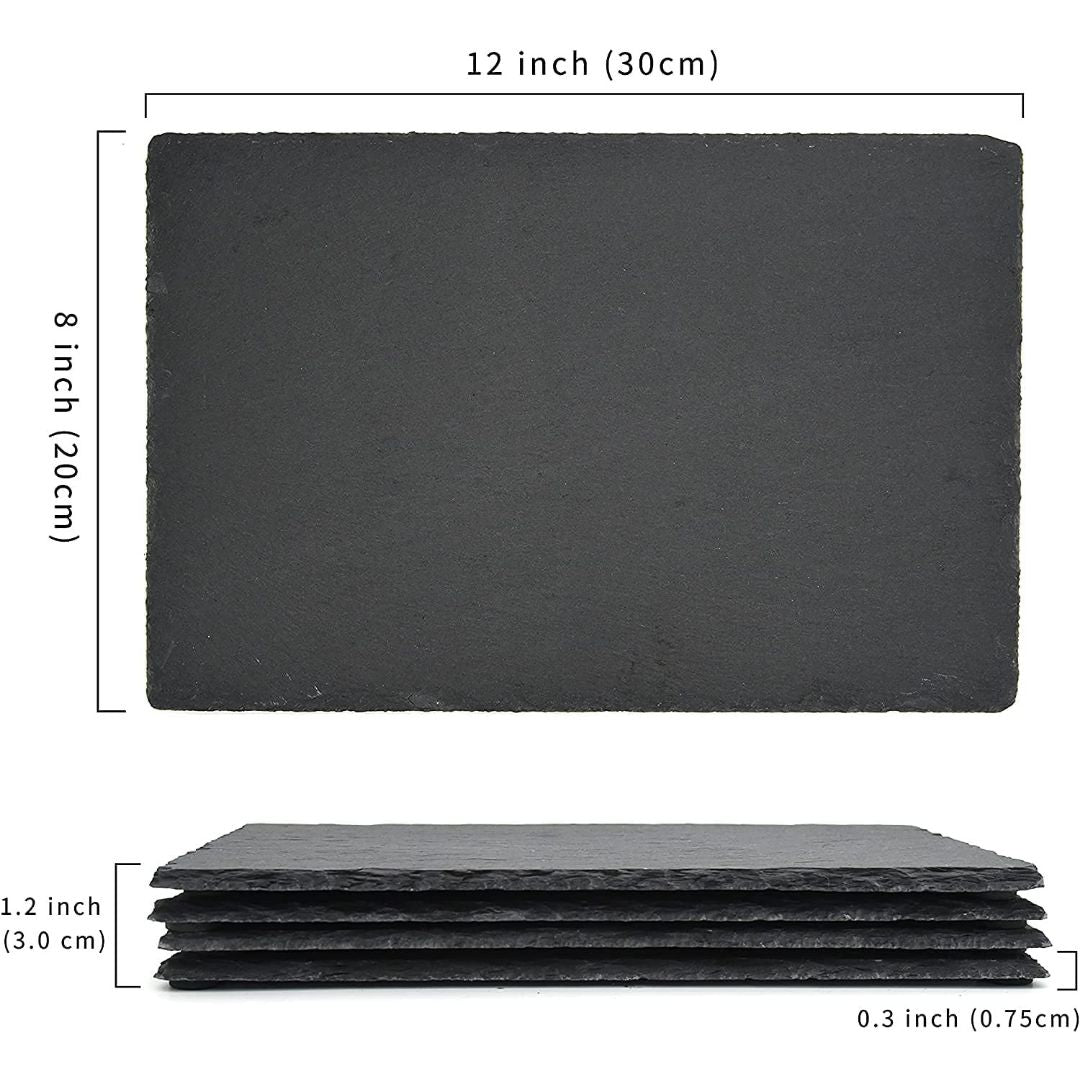 Natural Slate Gourmet Serving Plates – 4 Pack, 30x20cm