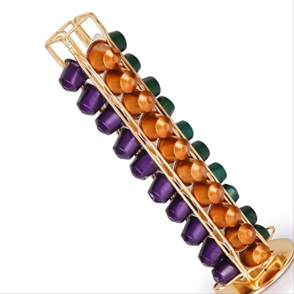 Cà Phê Viên Giá Đỡ Xoay 360 Độ Cà Phê Pod Giá Đỡ Tháp Giá Đỡ Cho 40 Viên Cà Phê Nespresso Vàng