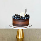 Natural Round White Marble Cake Stand With Gold Base