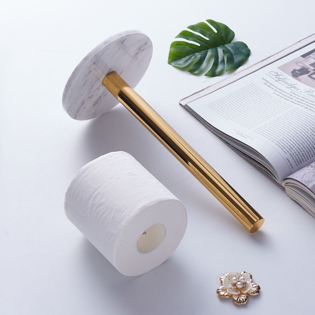 Gold Paper Tissue Towel Holder with Marble Base