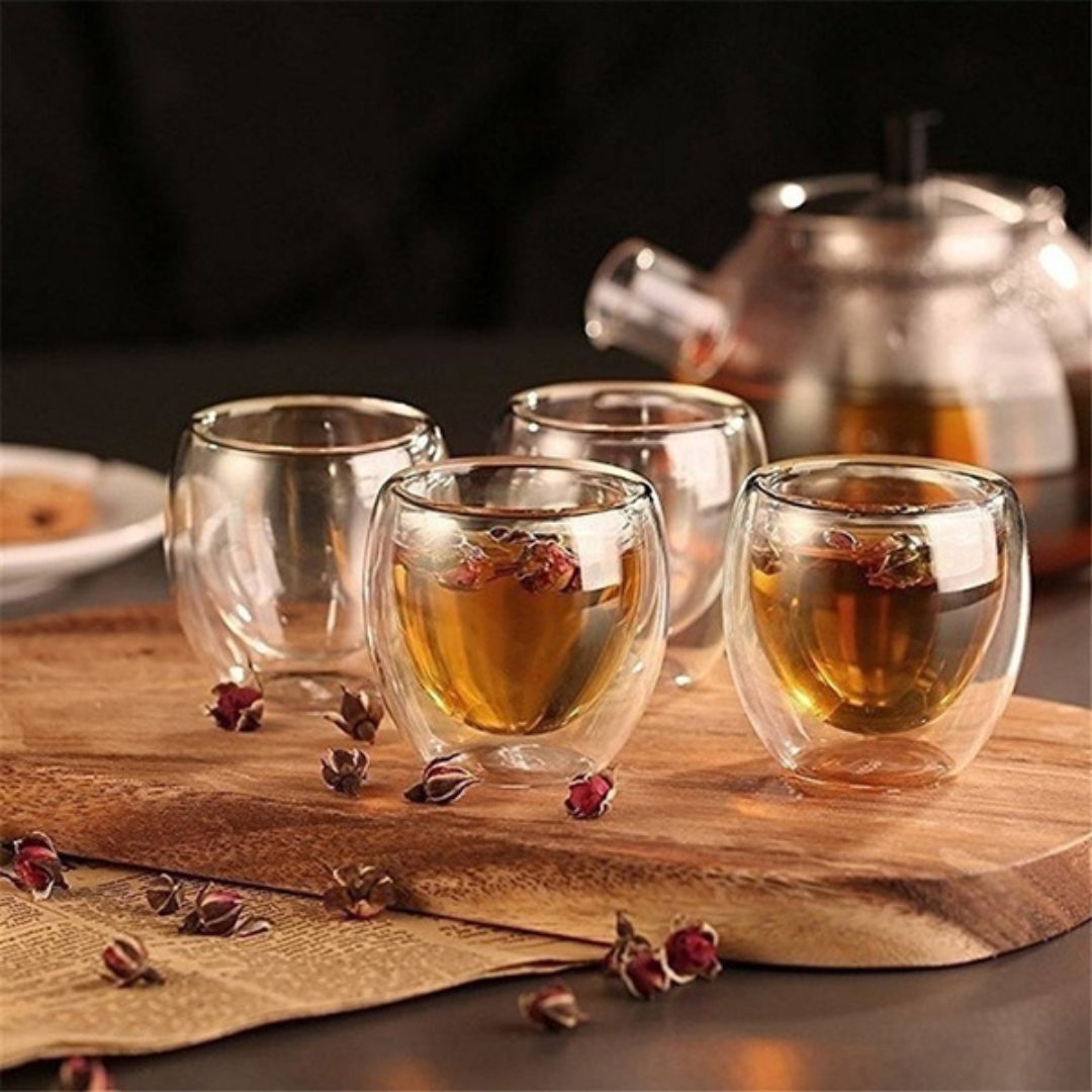 Double Wall Cava Glass Cup 80ML – Set of 6