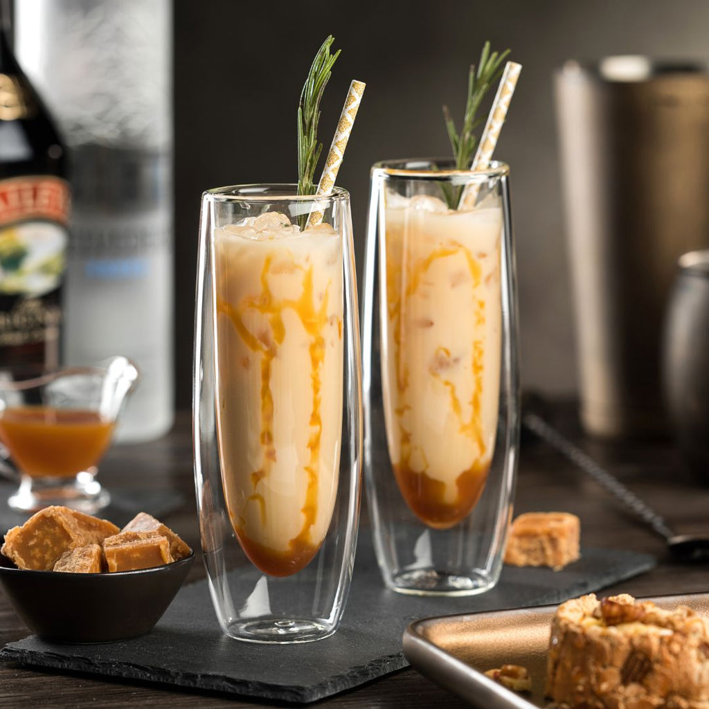 Bộ 2 ly rượu sâm panh sáo thủy tinh treo tường đôi, 250 ML
