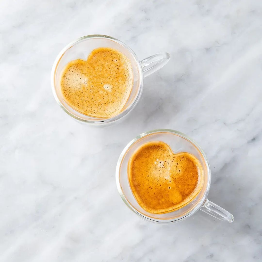 Heart-Shaped Double Wall Glass Coffee Mug 180ML – Set of 2