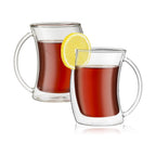 Double Wall Wave Design Glass Mug 250ML – Set of 2