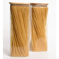 Square Glass Storage Jar with Airtight Bamboo Lid – Set of 2