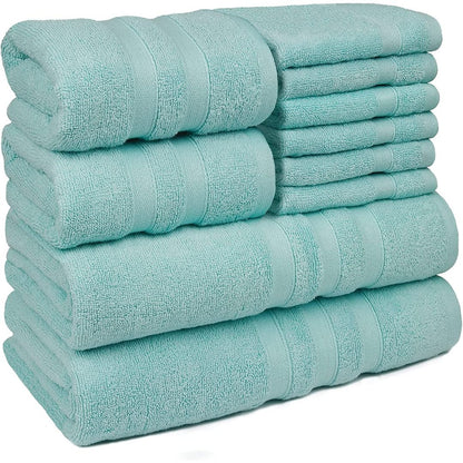 Towel Set - 2 Bath Towels, 2 Hand Towels and 6 Washcloths