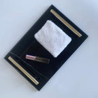 Natural Marble Vanity Trinket Tray with Golden Handles- Black