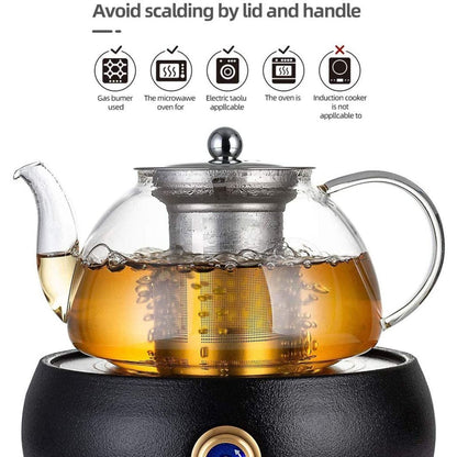 Glass Teapot 1000 ML with Heat Resistant Stainless Steel Infuser, Stovetop Safe Loose Leaf Tea Pot