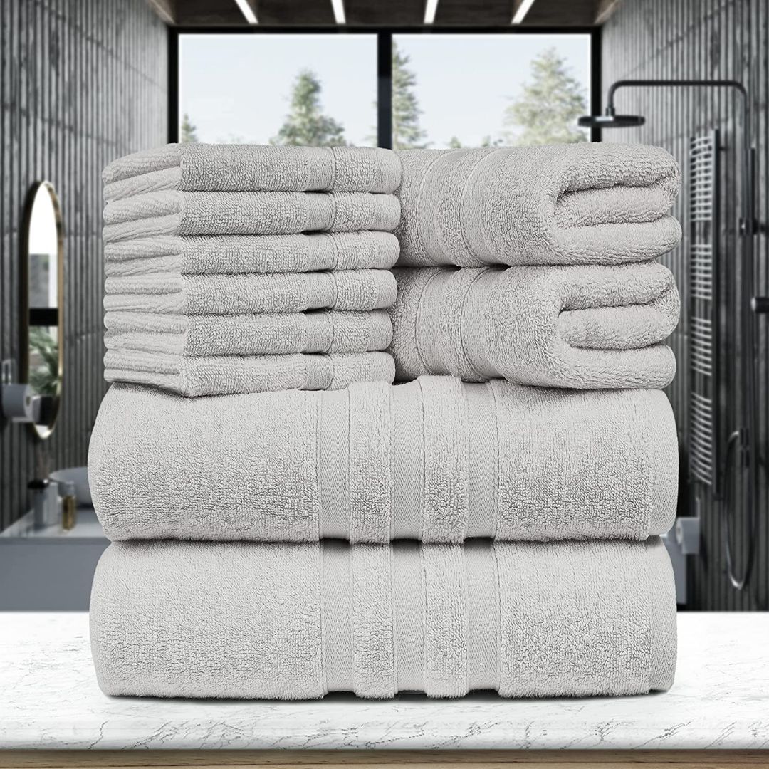 Towel Set - 2 Bath Towels, 2 Hand Towels and 6 Washcloths