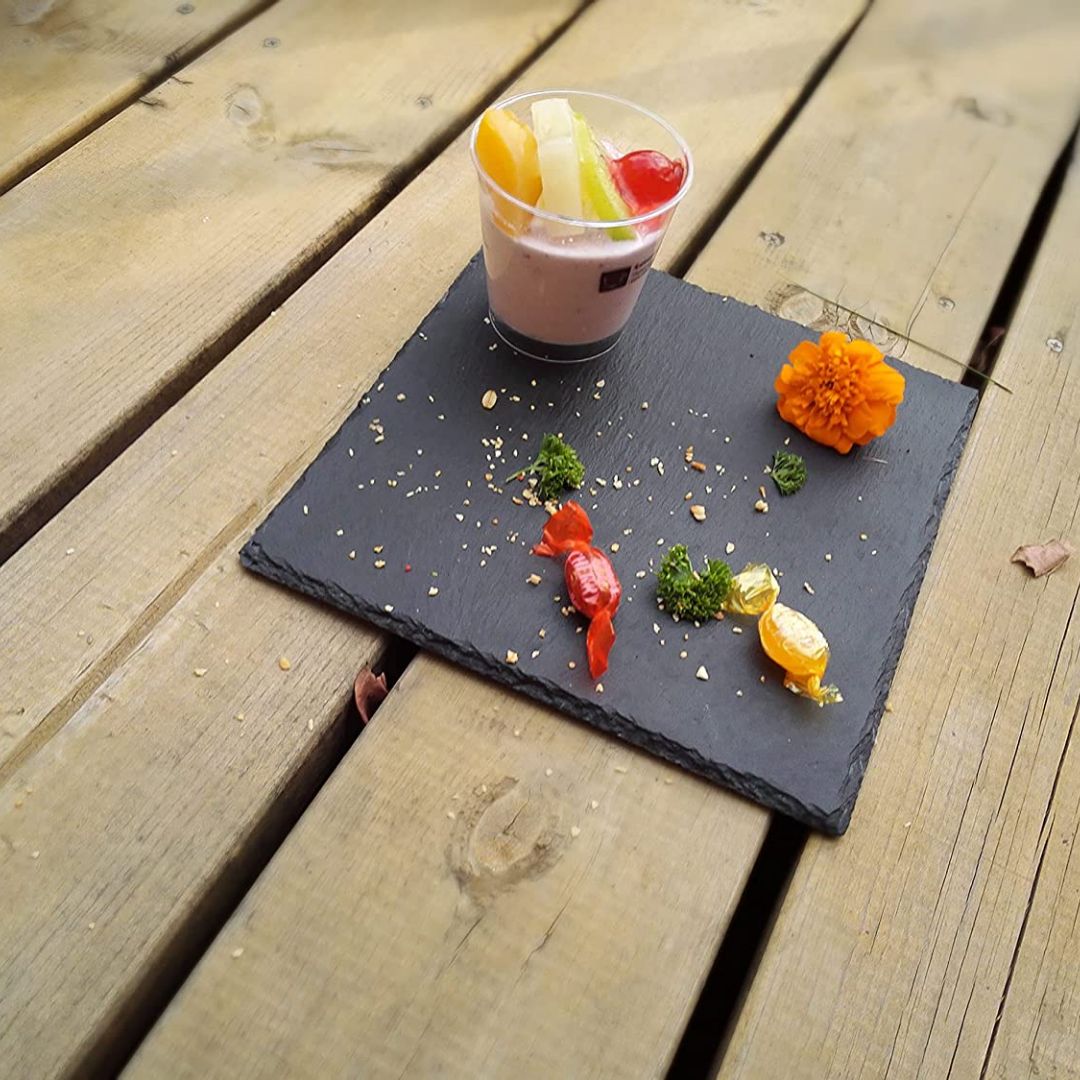 Natural Slate Gourmet Serving Plates – 4 Pack, 20x20cm