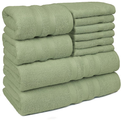 Towel Set - 2 Bath Towels, 2 Hand Towels and 6 Washcloths