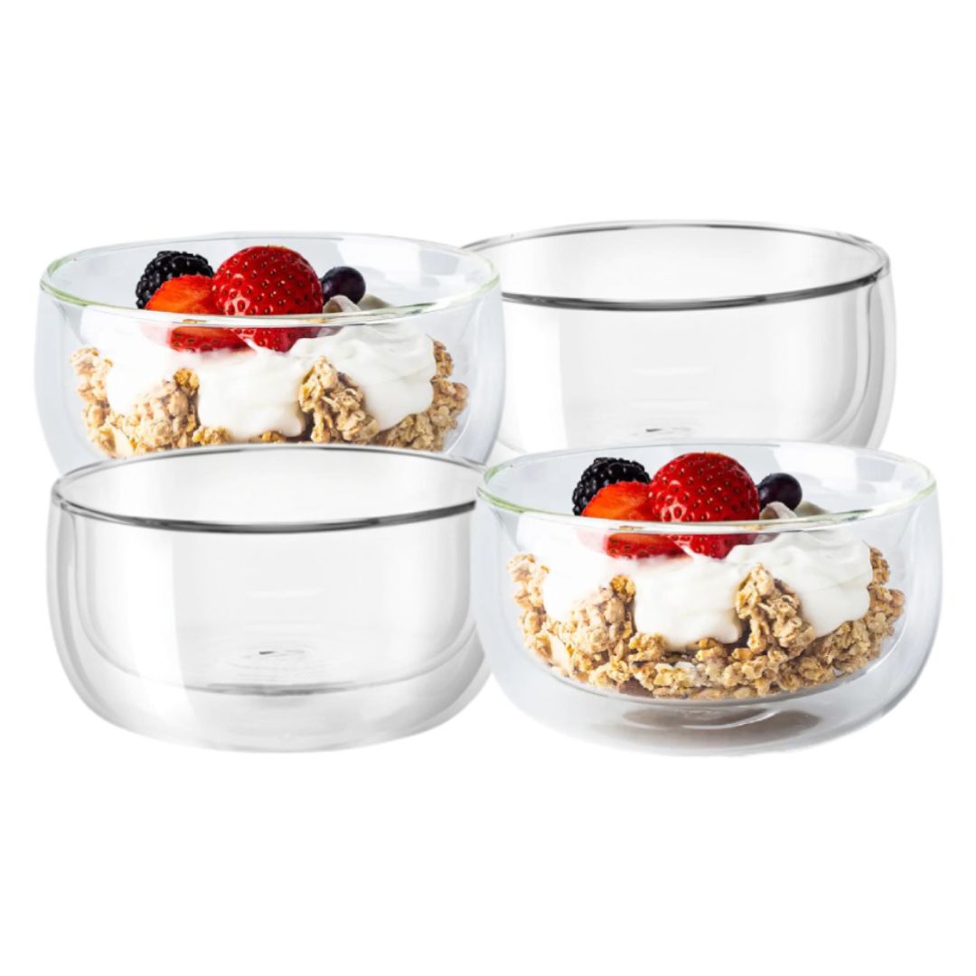 Double Wall Glass Salad & Soup Bowl 500ML – Set of 2