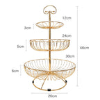 3 Tier Iron Wire Cupcake and Fruit Basket - Rose Gold, Storage