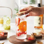 Borosilicate Glass Mason Jar With Bamboo Lid Set Of 4 (550 ML)