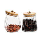 Borosilicate Glass Storage Jars with Airtight Bamboo Lid & Metal Handle – Set of 2