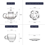 Glass Tea Set - Borosilicate Glass Teapot With Heart Shape Tea Warmer