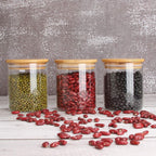 Round Glass Food Storage Jars with Airtight Bamboo Lid – Set of 6